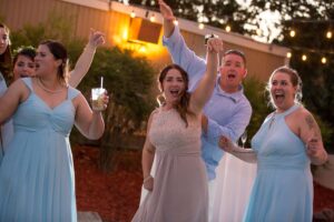 Bridal party dancing